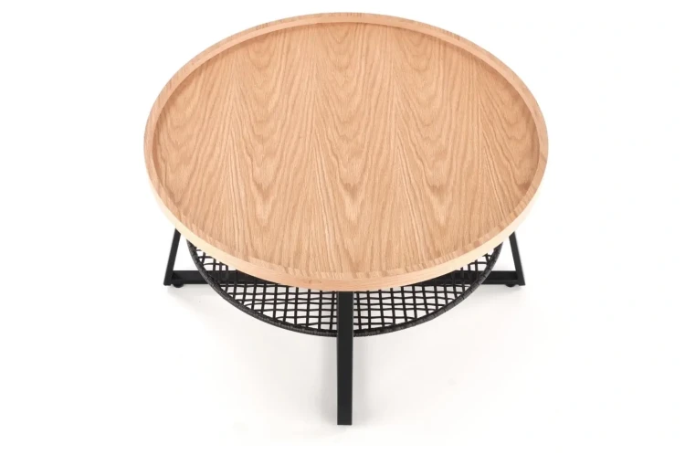 Ława okrągła Florence 80cm dwupoziomowa blat dąb naturalny/czarny
