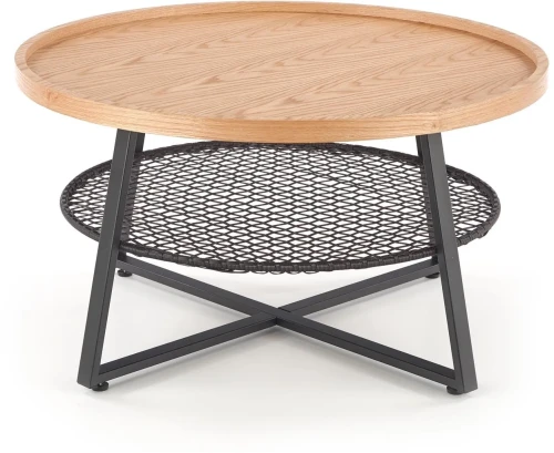 Ława okrągła Florence 80cm dwupoziomowa blat dąb naturalny/czarny