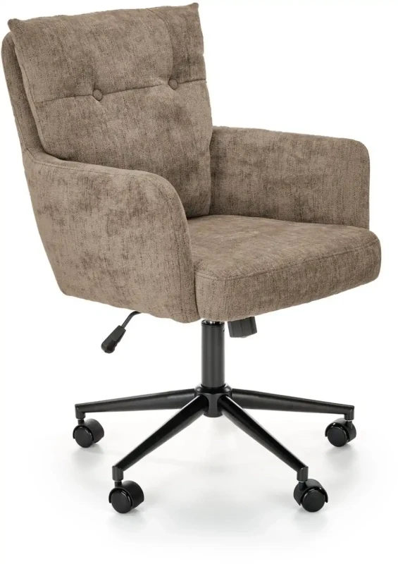 Fotel obrotowy Flores tapicerowany z regulacją wysokości jasny brąz