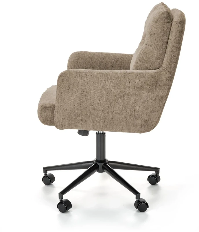 Fotel obrotowy Flores tapicerowany z regulacją wysokości jasny brąz