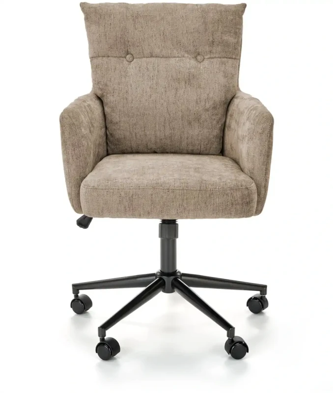 Fotel obrotowy Flores tapicerowany z regulacją wysokości jasny brąz