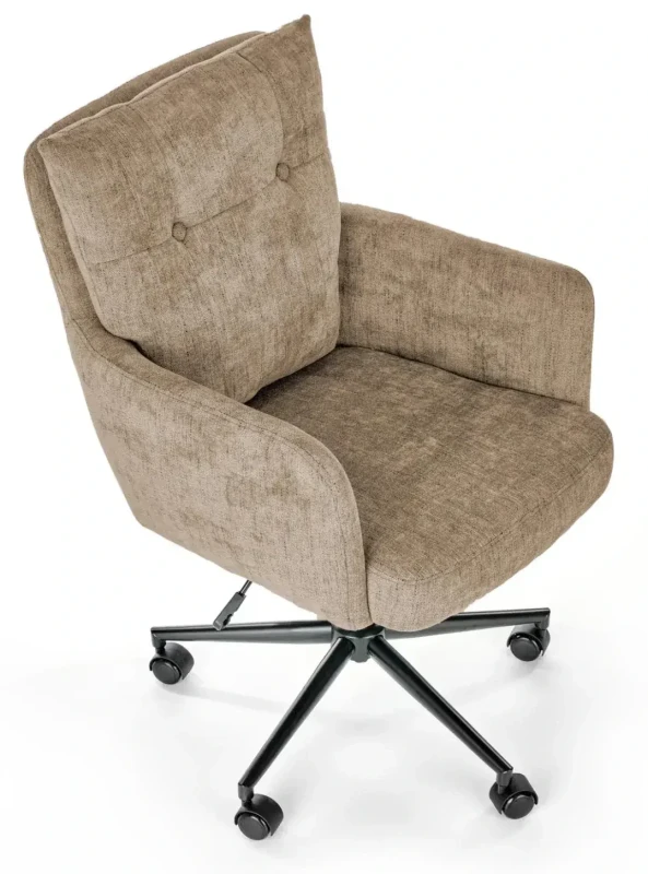 Fotel obrotowy Flores tapicerowany z regulacją wysokości jasny brąz