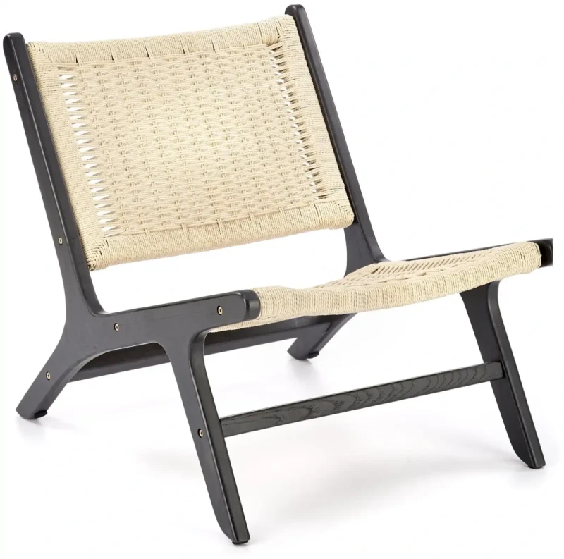 Fotel wypoczynkowy Foden do salonu naturalny/czarny