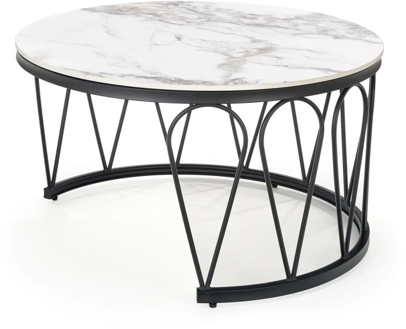 Zestaw 2 stolików Formosa blat biały marmur/czarny