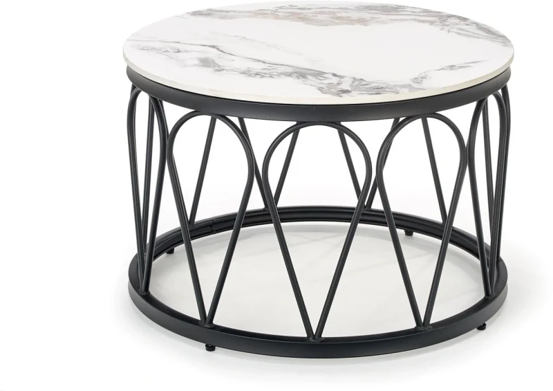 Zestaw 2 stolików Formosa blat biały marmur/czarny