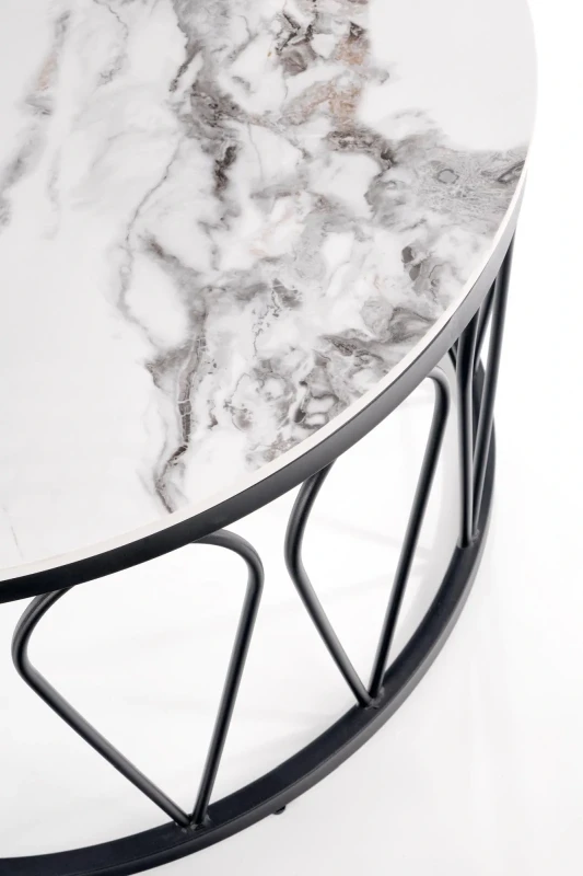 Zestaw 2 stolików Formosa blat biały marmur/czarny