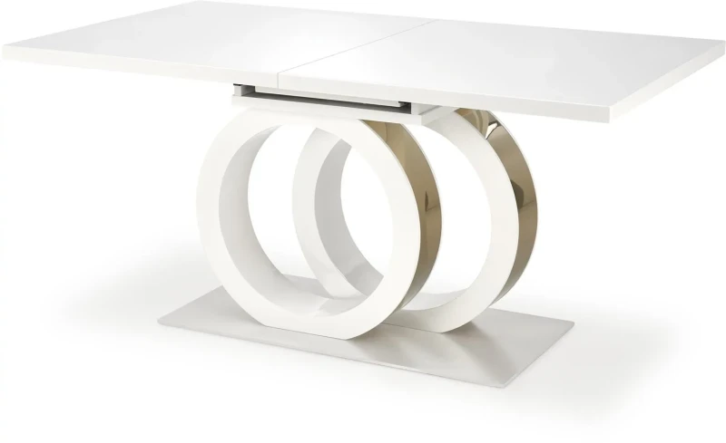 Stół rozkładany Galardo 160-200 cm do jadalni glamour biały / złoty