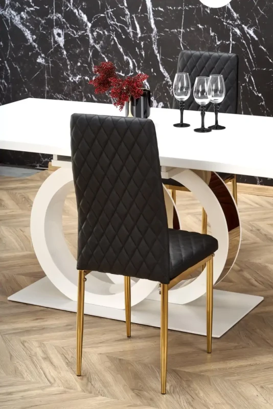 Stół rozkładany Galardo 160-200 cm do jadalni glamour biały / złoty