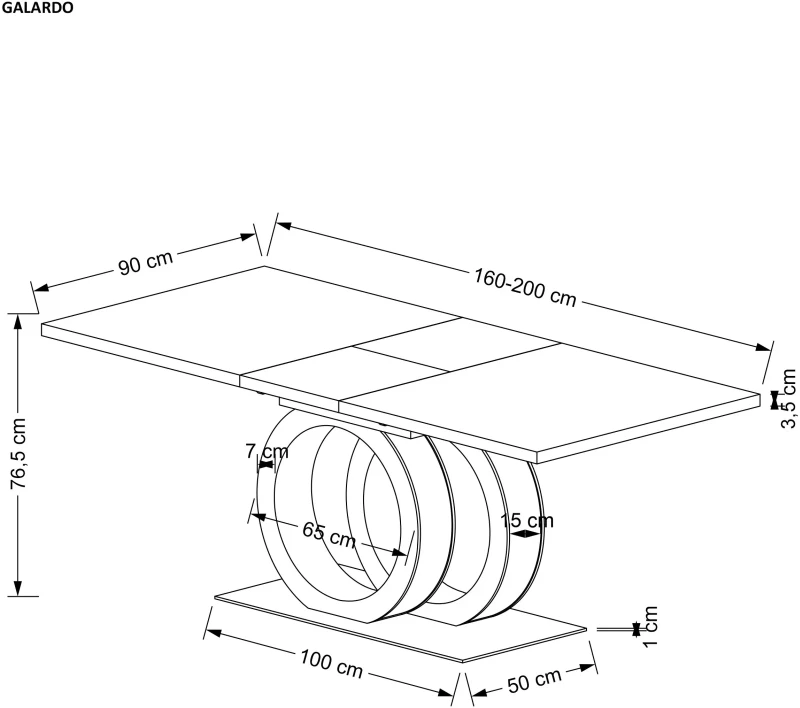 Stół rozkładany Galardo 160-200 cm do jadalni glamour biały / złoty