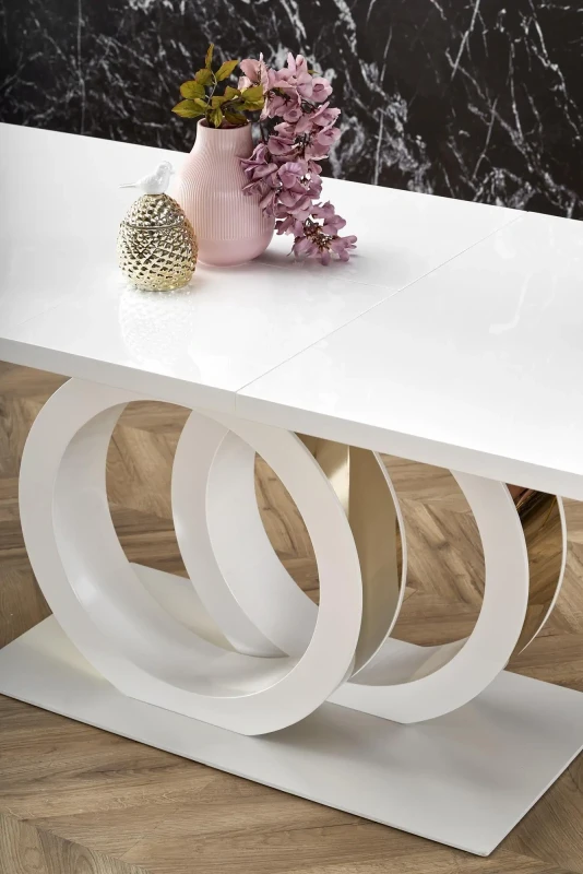 Stół rozkładany Galardo 160-200 cm do jadalni glamour biały / złoty