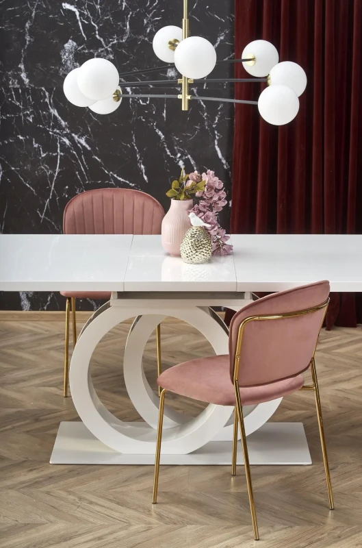 Stół rozkładany Galardo 160-200 cm do jadalni glamour biały / złoty