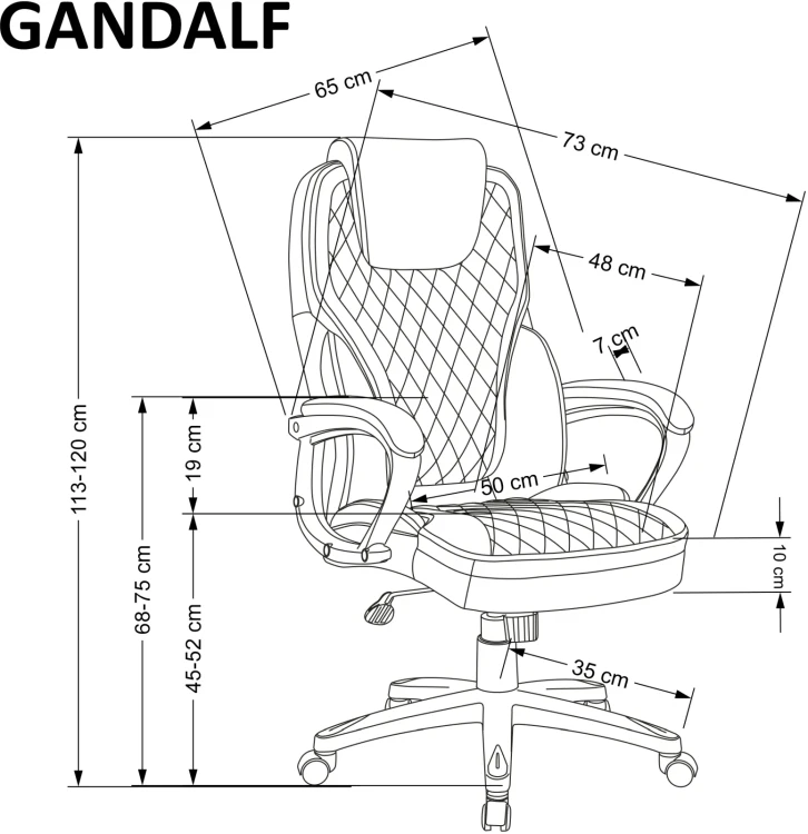 Fotel gabinetowy Gandalf obrotowy do biura czarny/popiel
