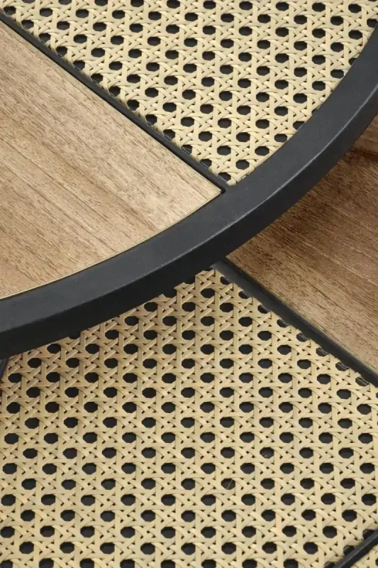 Zestaw dwóch ław stolików Garmina dąb złoty / czarny