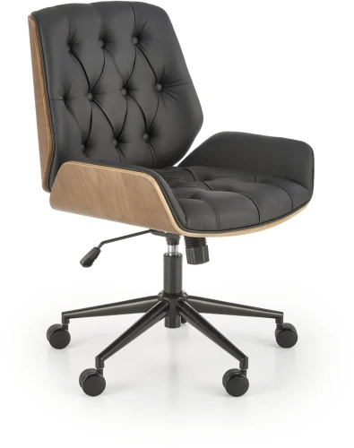 Fotel gabinetowy Gavin obrotowy do biura czarny/orzechowy