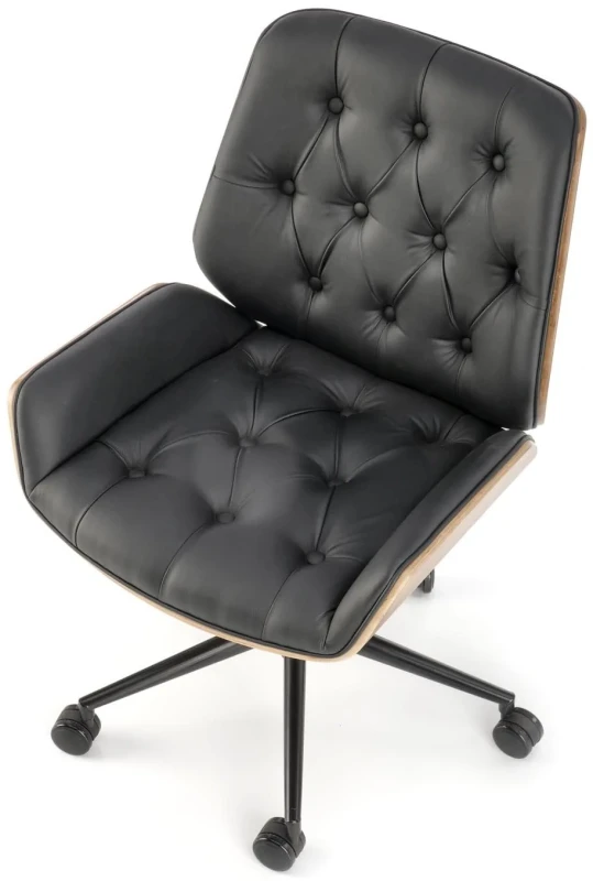 Fotel gabinetowy Gavin obrotowy do biura czarny/orzechowy