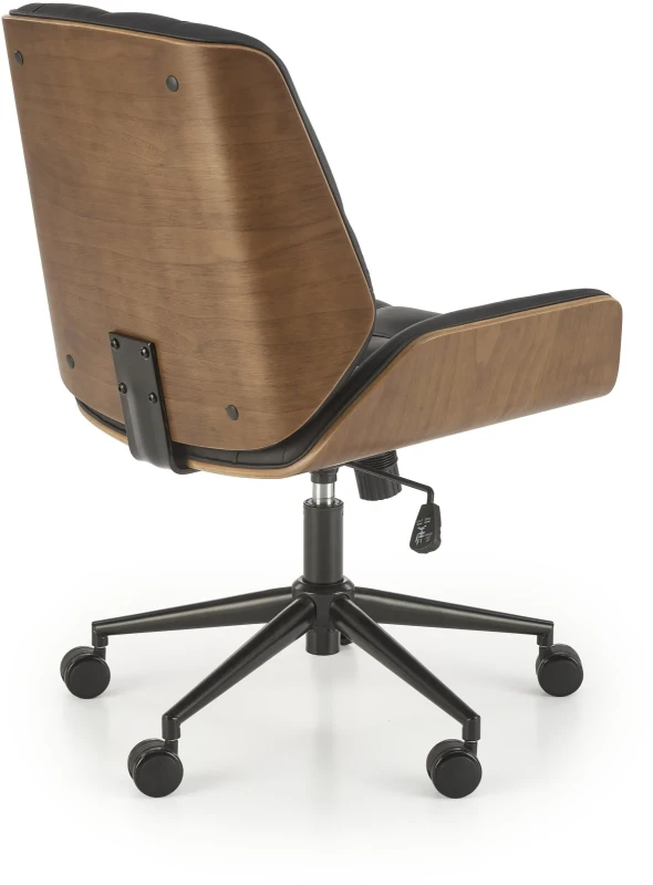 Fotel gabinetowy Gavin obrotowy do biura czarny/orzechowy