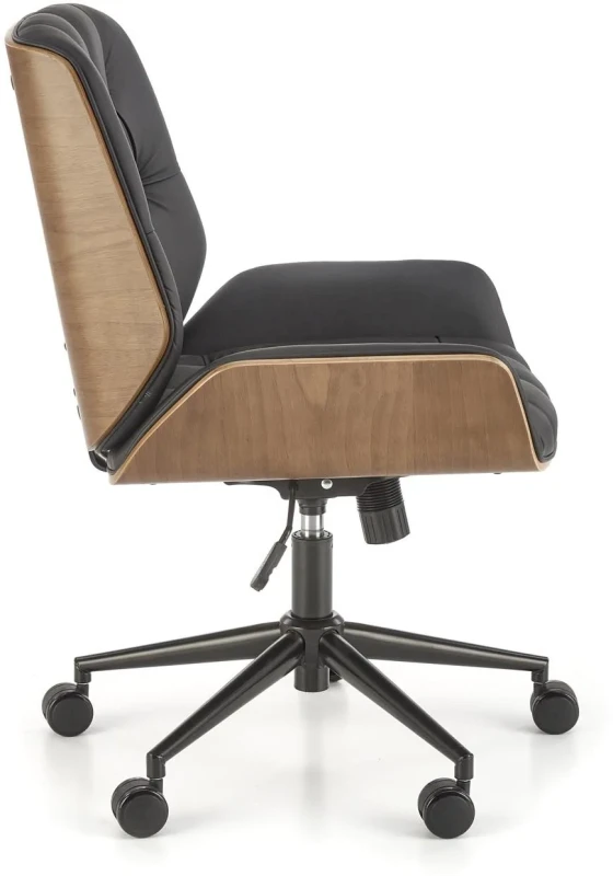 Fotel gabinetowy Gavin obrotowy do biura czarny/orzechowy