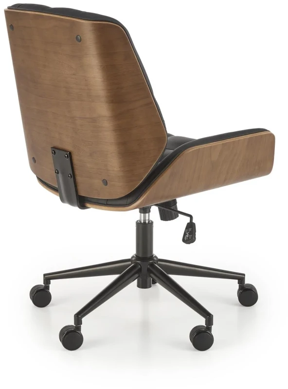 Fotel gabinetowy Gavin obrotowy do biura czarny/orzechowy