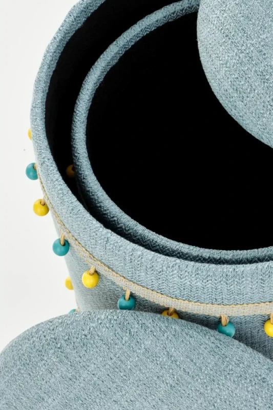 Zestaw 2 puf Grado z funkcją pojemnika do salonu jasny niebieski