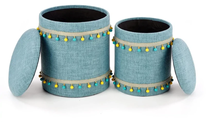 Zestaw 2 puf Grado z funkcją pojemnika do salonu jasny niebieski