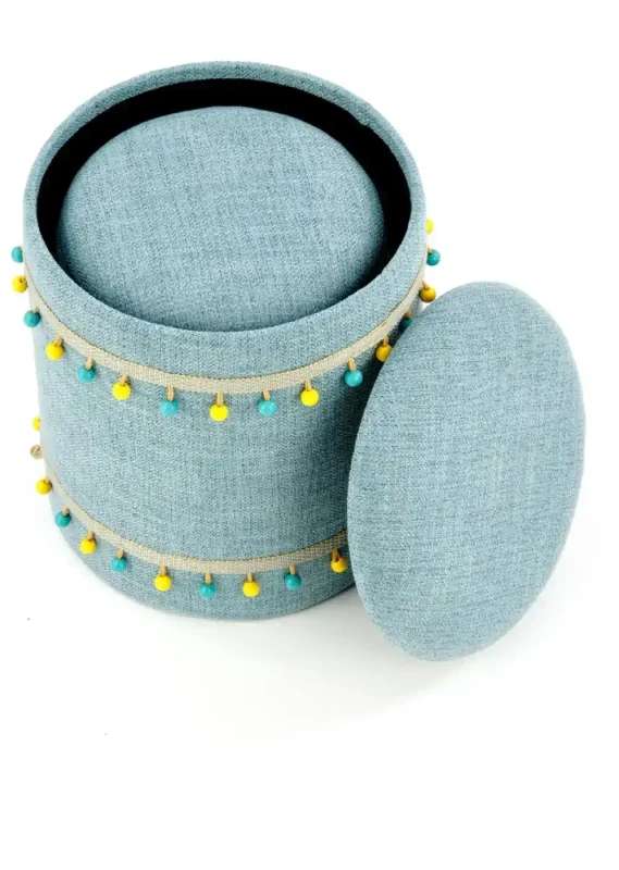 Zestaw 2 puf Grado z funkcją pojemnika do salonu jasny niebieski