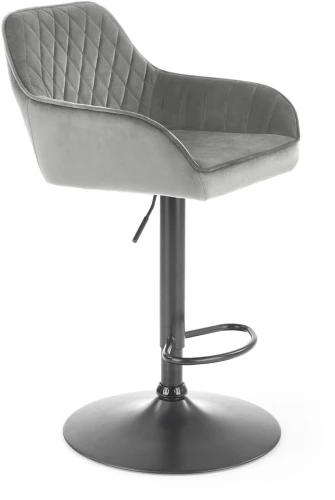 Hoker tapicerowany H103 z oparciem i regulacją wysokości do kuchni popielaty