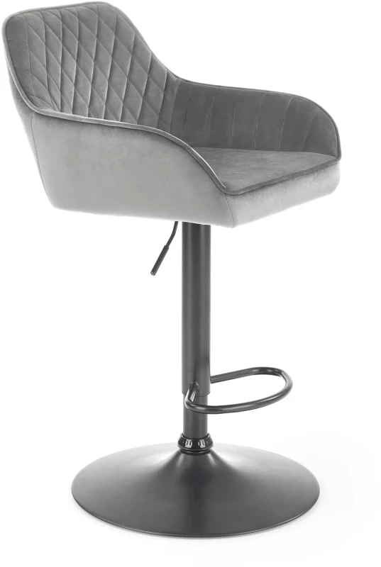 Hoker tapicerowany H103 z oparciem i regulacją wysokości do kuchni popielaty