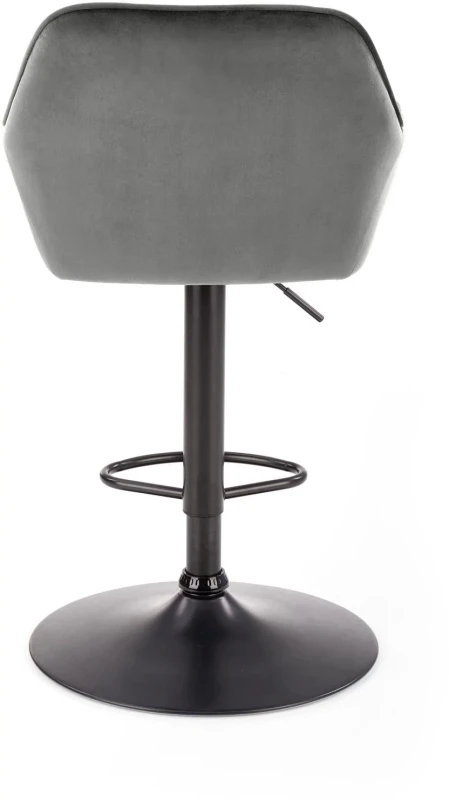 Hoker tapicerowany H103 z oparciem i regulacją wysokości do kuchni popielaty