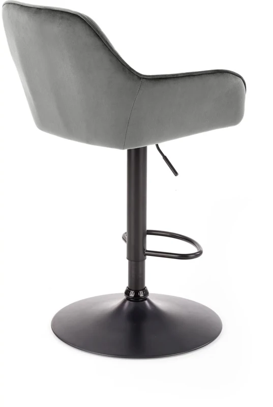 Hoker tapicerowany H103 z oparciem i regulacją wysokości do kuchni popielaty