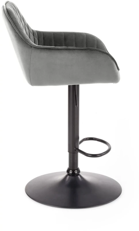 Hoker tapicerowany H103 z oparciem i regulacją wysokości do kuchni popielaty