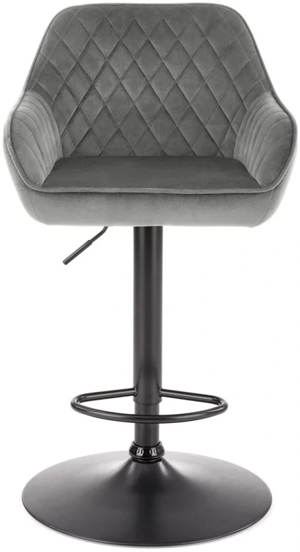 Hoker tapicerowany H103 z oparciem i regulacją wysokości do kuchni popielaty