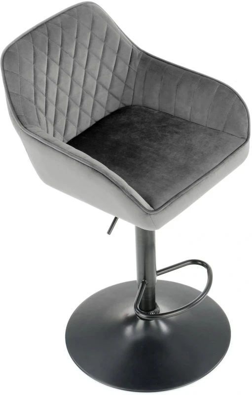 Hoker tapicerowany H103 z oparciem i regulacją wysokości do kuchni popielaty