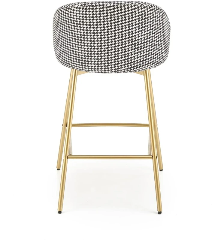 Hoker barowy H113 tapicerowany nowoczesny z oparciem do kuchni czarny / biały / złoty