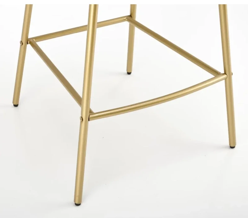 Hoker barowy H113 tapicerowany nowoczesny z oparciem do kuchni czarny / biały / złoty