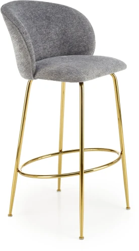 Hoker barowy H116 tapicerowany nowoczesny z oparciem do kuchni popielaty / złoty