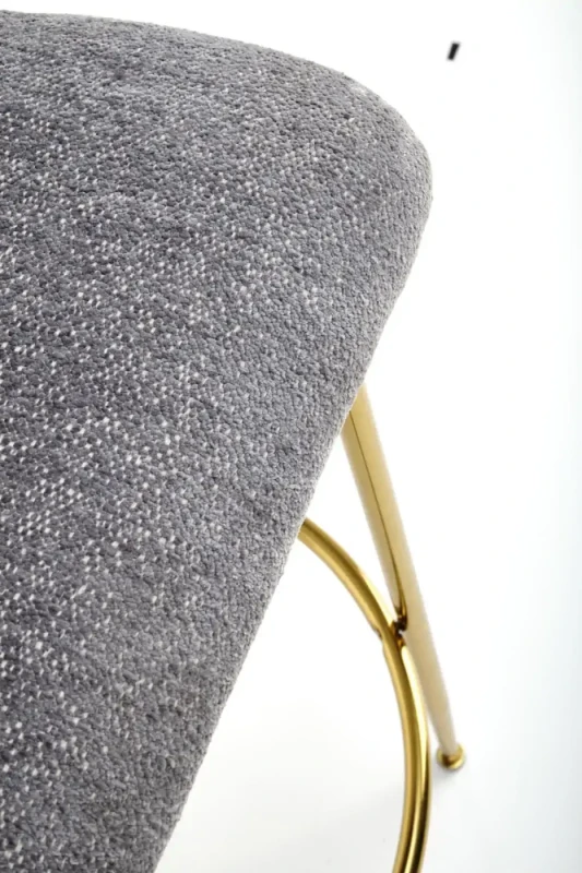Hoker barowy H116 tapicerowany nowoczesny z oparciem do kuchni popielaty / złoty