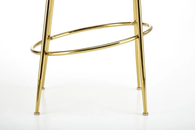 Hoker barowy H116 tapicerowany nowoczesny z oparciem do kuchni popielaty / złoty