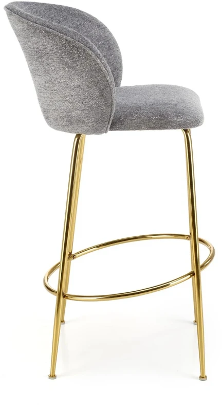 Hoker barowy H116 tapicerowany nowoczesny z oparciem do kuchni popielaty / złoty