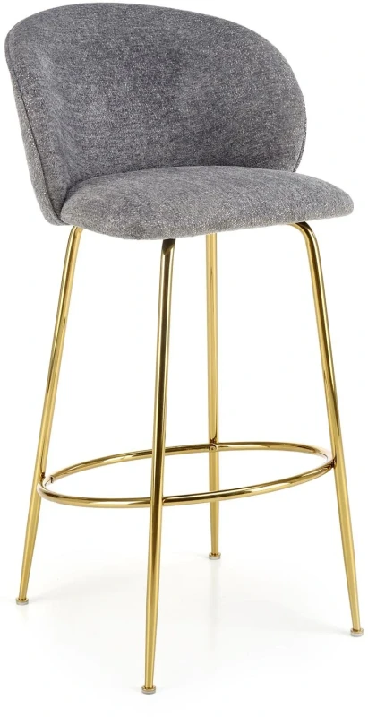 Hoker barowy H116 tapicerowany nowoczesny z oparciem do kuchni popielaty / złoty