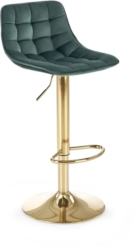 Krzesło barowe H120 z regulacją wysokości ciemny zielony/złoty
