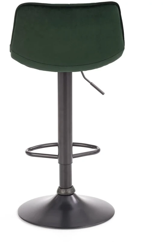 Krzesło barowe hoker H95 z regulacją wysokości i podnóżkiem ciemny zielony/czarny
