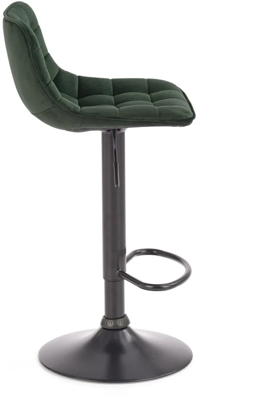 Krzesło barowe hoker H95 z regulacją wysokości i podnóżkiem ciemny zielony/czarny