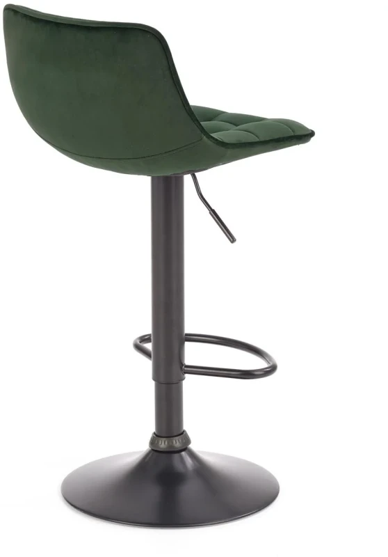 Krzesło barowe hoker H95 z regulacją wysokości i podnóżkiem ciemny zielony/czarny