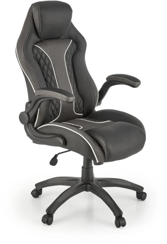 Fotel gabinetowy Hamlet obrotowy z regulacją podłokietników czarny/popielaty