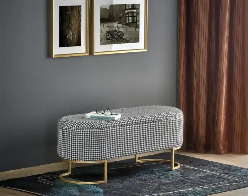 Ławka Harmony z funkcją pojemnika czarny/biały/złoty