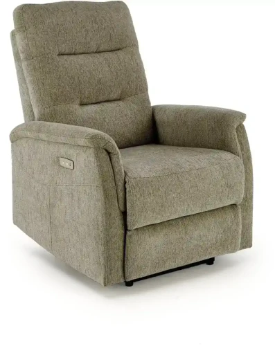 Fotel rozkładany Jamal wypoczynkowy elektryczny z gniazdem USB do salonu oliwkowy