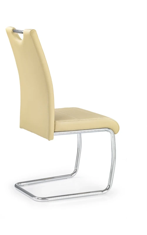 Krzesło tapicerowane K211 z uchwytem ekoskóra na płozach do jadalni beżowy