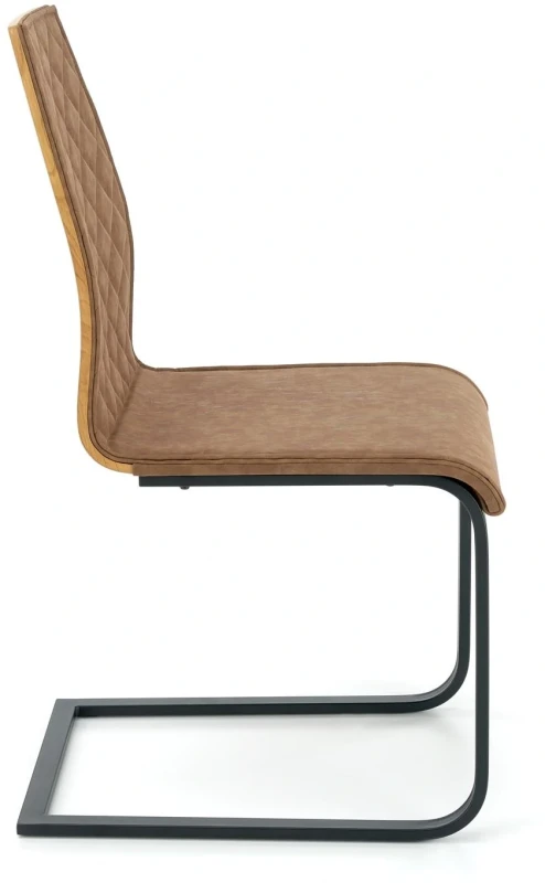 Krzesło K265 eco skóra do jadalni brązowy/dąb złoty/czarny