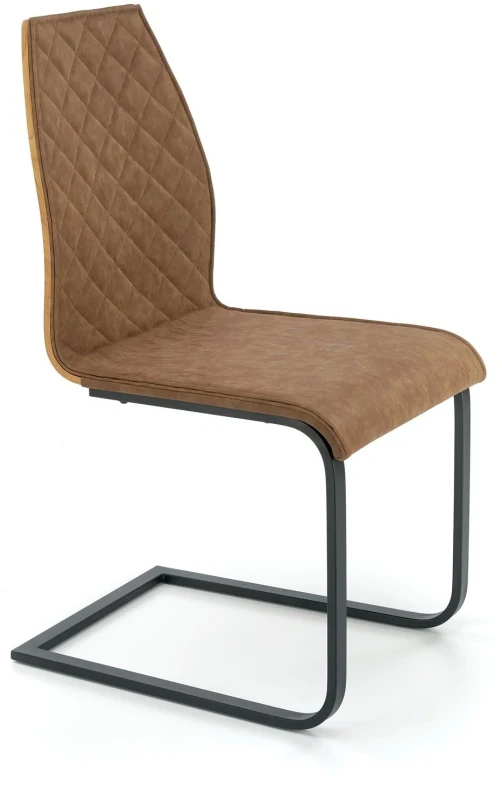 Krzesło K265 eco skóra do jadalni brązowy/dąb złoty/czarny