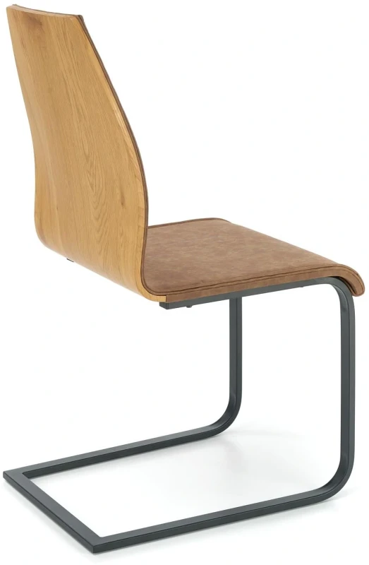 Krzesło K265 eco skóra do jadalni brązowy/dąb złoty/czarny